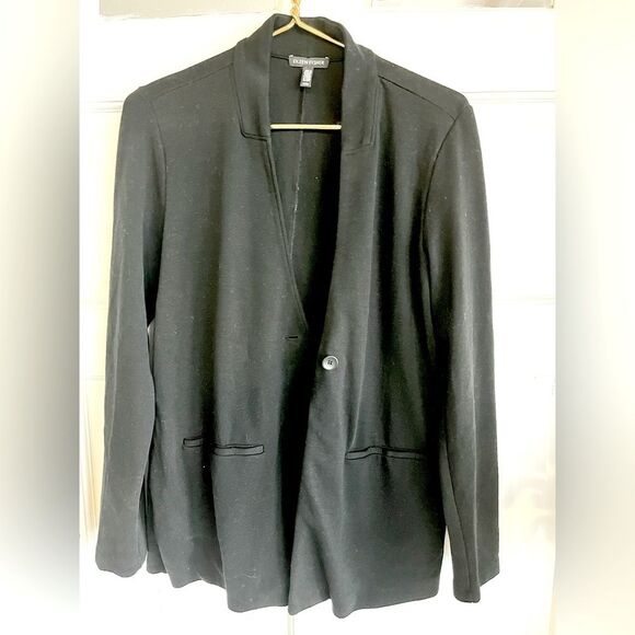 New Eileen Fisher, one button, black collar suit jacket - Picture 6 of 12